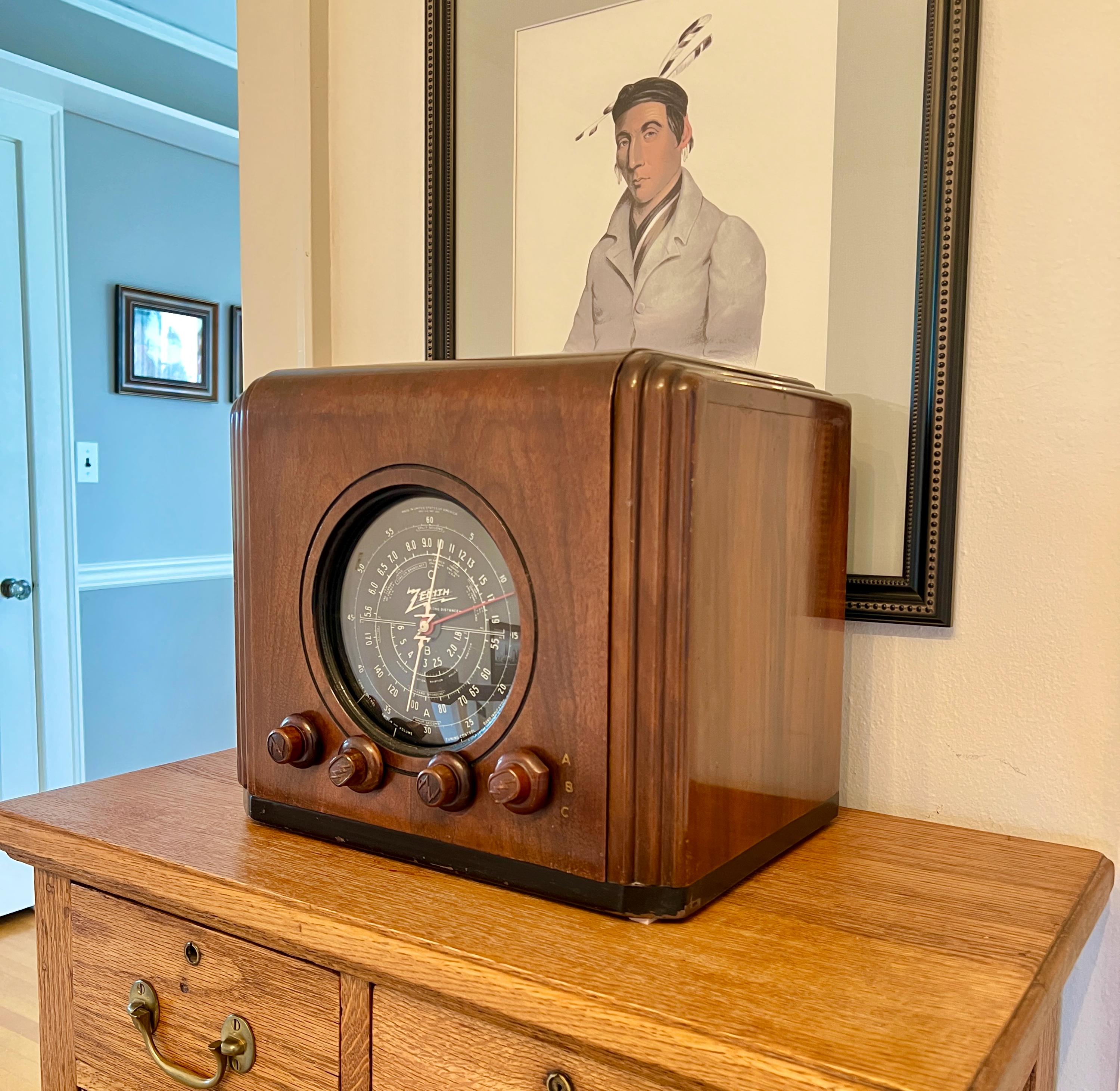 1937 Zenith AM/SW/MP3 Cube Radio 5S126, Elec Restored, Bluetooth