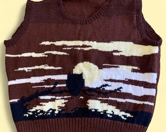handmade knit owl vest XXL