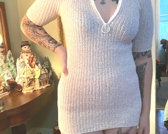 Jantzen 60s Knit Tunic Dress with Loop Zip, XS