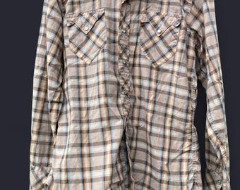 vintage 80s Western metallic gold accent Mens Pearl Snap shirt size M
