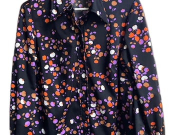 1970s abstract floral blouse plus size XL