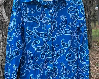 1960s sheer paisley blouse M