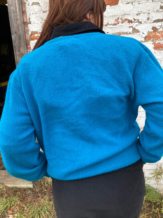 Vintage Izod Sweater size M in a gorgeous teal bl… - image 7
