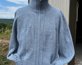 Vintage 60s London Fog zip up sweater in baby blue XL