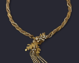 Miriam Haskell mid century Women's Gold  tone an rhinestone