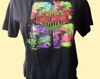 Harley-Davidson Women's multi Eagle Graphic T-shirt S Black Cat HD