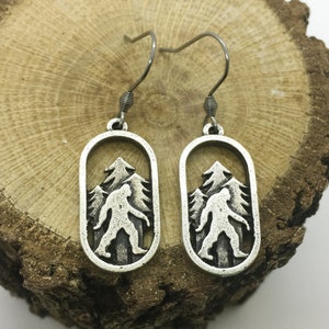 Bigfoot Earrings | Sasquatch Yeti Silver Jewelry
