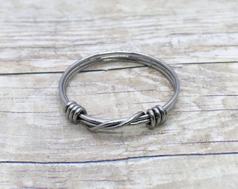 Stainless Steel Wire Wrapped Statement Stackable Ring