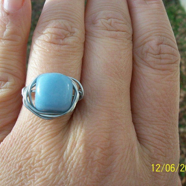 New Jade wire wrapped ring size 7.5