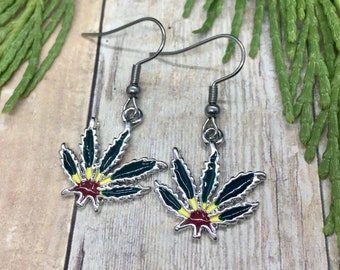 Pot Leaf Earrings | Colorful Rasta Marijuana Jewelry