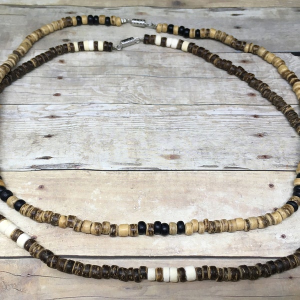 Brown Coconut Shell Necklace | Unisex Jewelry