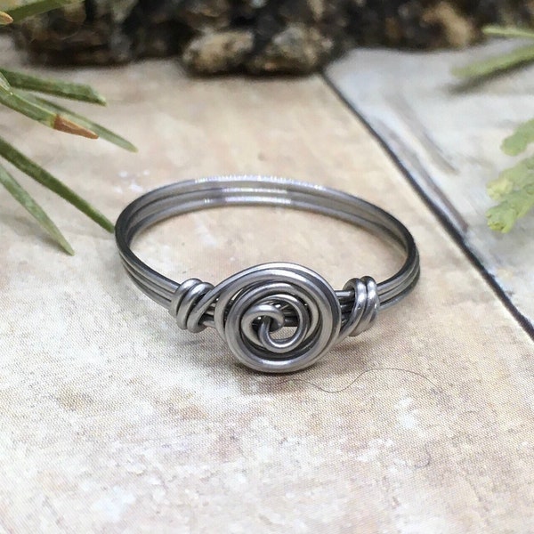 Stackable Wire Wrapped Stainless Steel Ring