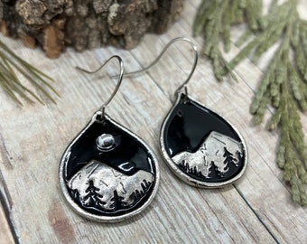 Mountain and Pines Teardrop Earrings