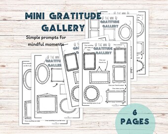 Mini Gratitude Gallery Printable | Thanksgiving Gratitude Activity for Kids | Mindfulness Drawing Prompts | Family Gratitude Game PDF