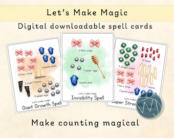 Spell Counting Cards, Magic Potion Sensory Bin Printable, Kids Math Activity Download