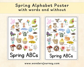 Spring Alphabet Poster | Printable ABC Wall Art for Preschool | Spring Classroom Decor