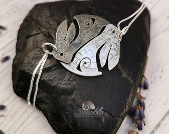 Yin Yang Hare Pendants: Handmade Sterling Silver Coin Jewellery Set
