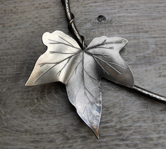 Leaf Branch Necklace – Statement Grey