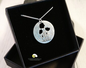 Silver Shilling Poppy Necklace: Handmade Remembrance Jewellery