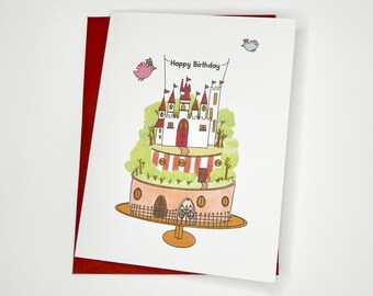 Fairytale castle birthday card