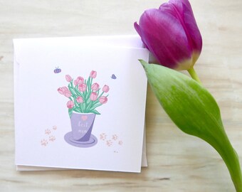Mother’s Day card | flower illustration | cat paws