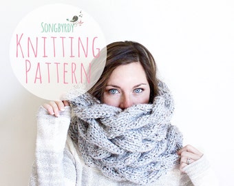 PATTERN | PDF PATTERN | The Juniper Cowl Knitting Pattern | Oversized Chunky Cable-Knit Scarf | Super-Bulky Yarn | Downloadable File