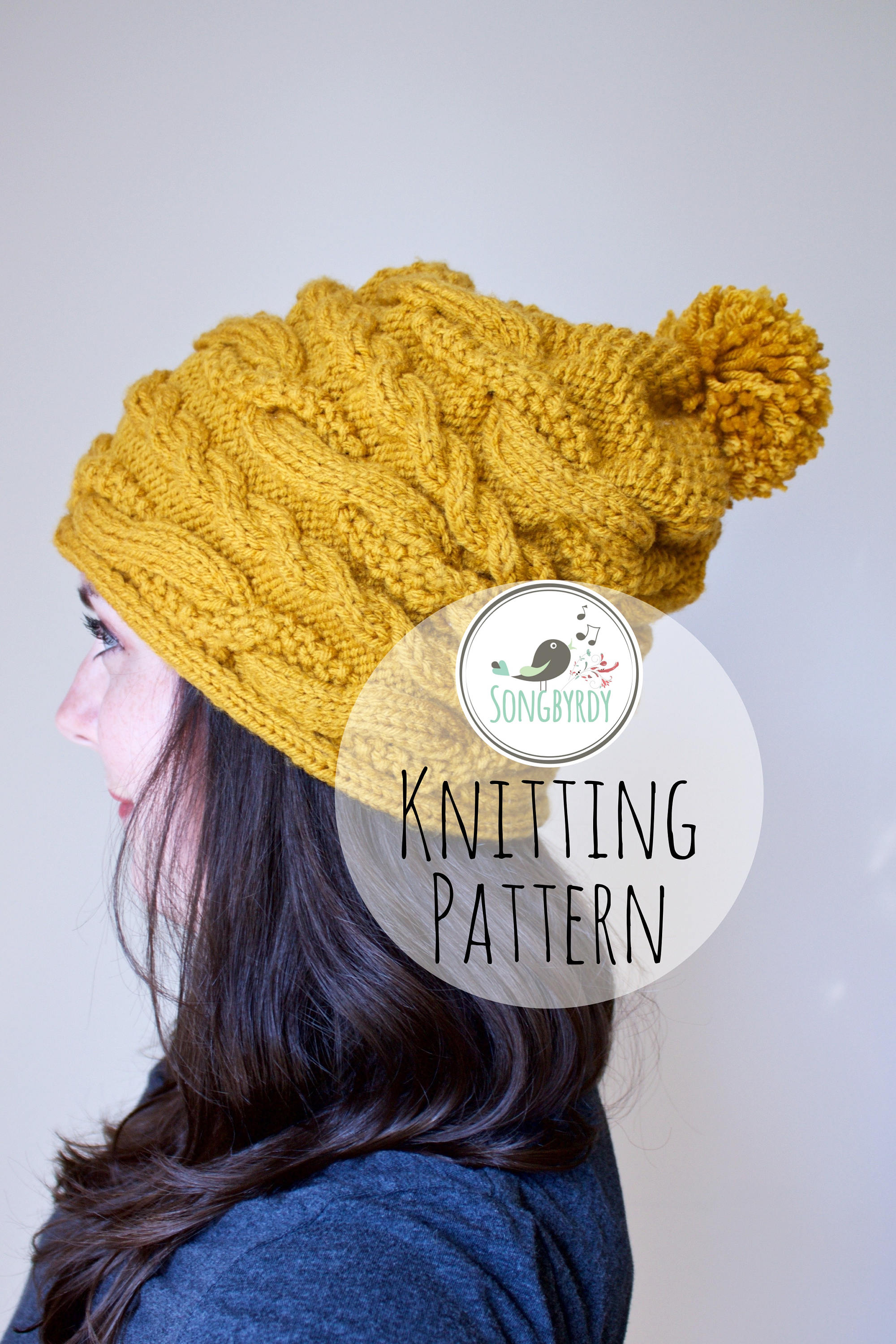 PDF PATTERN Cable Knit Slouchy Beanie Knitting Pattern Textured