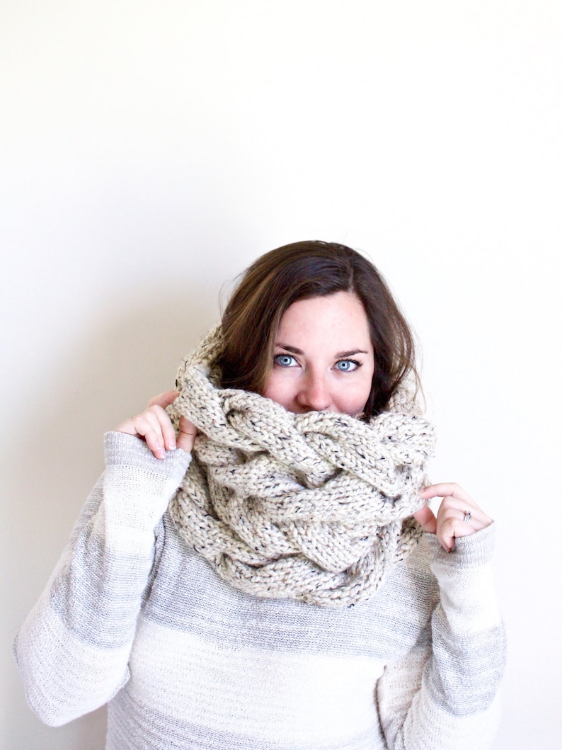 PATTERN PDF PATTERN The Juniper Cowl Knitting Pattern Oversized Chunky Cable-Knit Scarf Super-Bulky Yarn Downloadable File image 4
