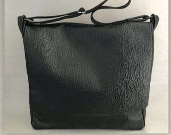 Bolso de viaje, estilo mensajero de piel sintética negra, grande, para la vuelta al cole.