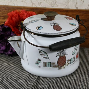 Georges Briard teapot with lid-Pineapple Ambrosia-enamel mcm tea pot