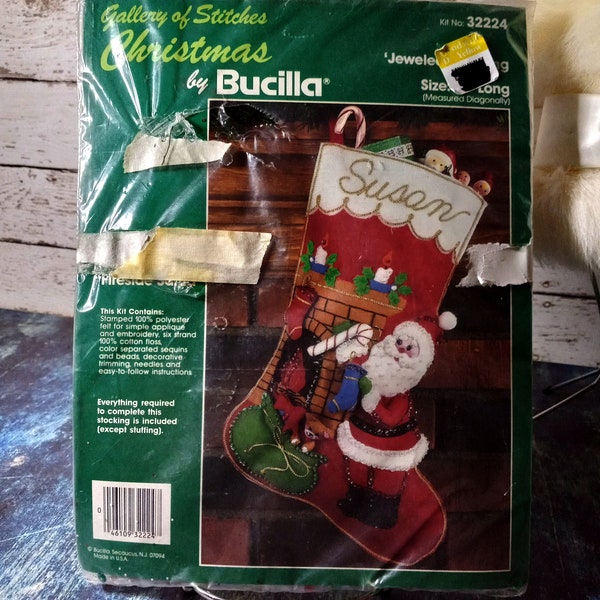 Bucilla felt and sequin Christmas stocking kit-32224-Santa and his toy bag-fireside Santa