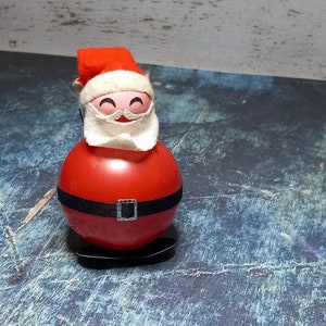 Santa Christmas ornament-made in Indonesia-vintage kitsch holiday-plastic ball santa klaus
