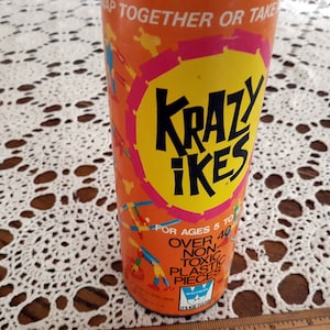 Vintage Krazy Ikes container-Whitman toys-contains some Krazy Ike pieces and some Tinkertoys