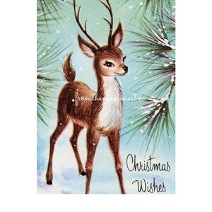 Snowy pines reindeer-Downloadable-Printable Digital Art Image -Instant Download