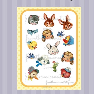 Digital download-Printable vintage inspired Easter images-faces-crafting supply-scrapbooking-cardmaking