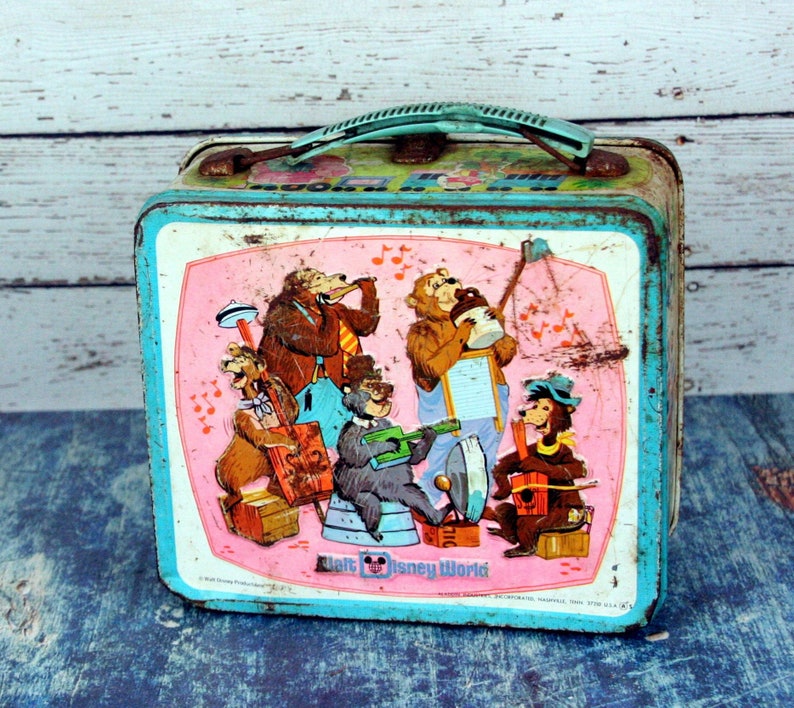 Walt Disney World vintage lunchbox with wonderful rust-mid century graphics-small small world image 2