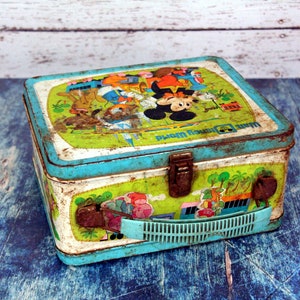 Walt Disney World vintage lunchbox with wonderful rust-mid century graphics-small small world image 7