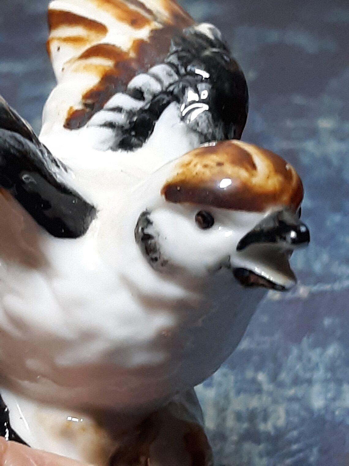 Vintage Enesco Japan Porcelain Bird Figurinebrown White Etsy
