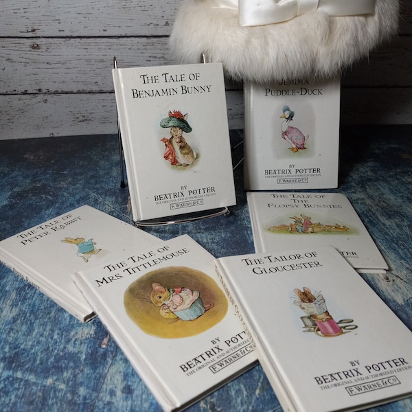 Lot of 6 Beatrix Potter tales-small hardcover copies-1986-peter rabbit-Flopsy Bunnies-Benjamin Bunny-Tailor of Gloucester