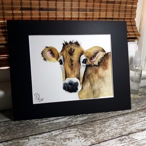 Jersey cow watercolor-giclee print from original watercolor painting-farm art-cow portrait
