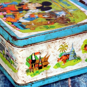Walt Disney World vintage lunchbox with wonderful rust-mid century graphics-small small world image 8
