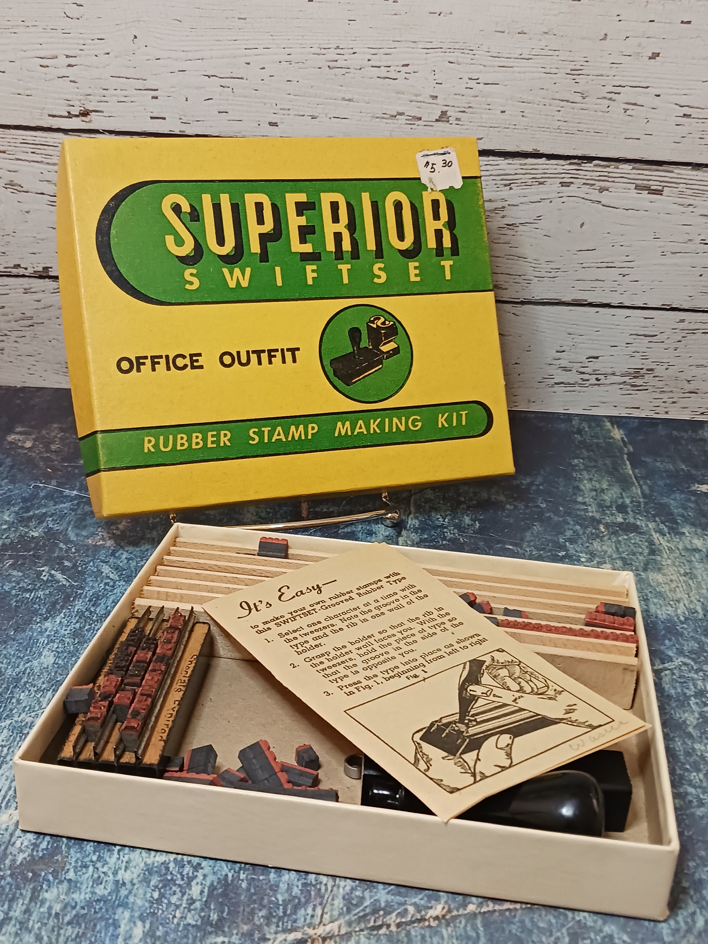 Superior Swiftset Vintage Stamping Kit in Original Box-office Stamper Set  With Instructions 