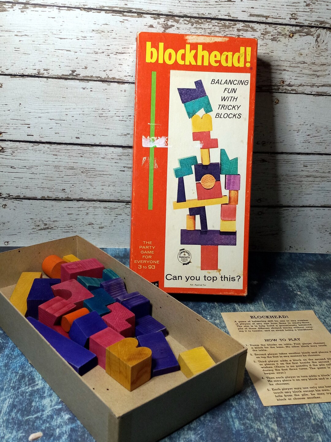 Vintage Saalfield Blockhead Toymid Century Playcolored Wood Blocks in