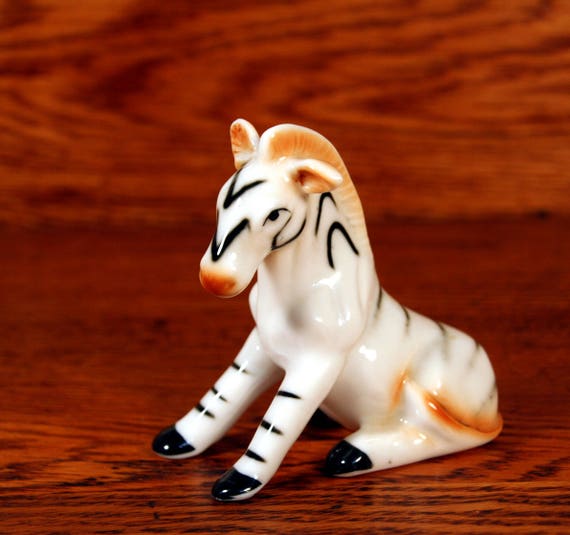 Sitting zebra figurine-vintage bone china zebra-retro zoo animal Il_570xn