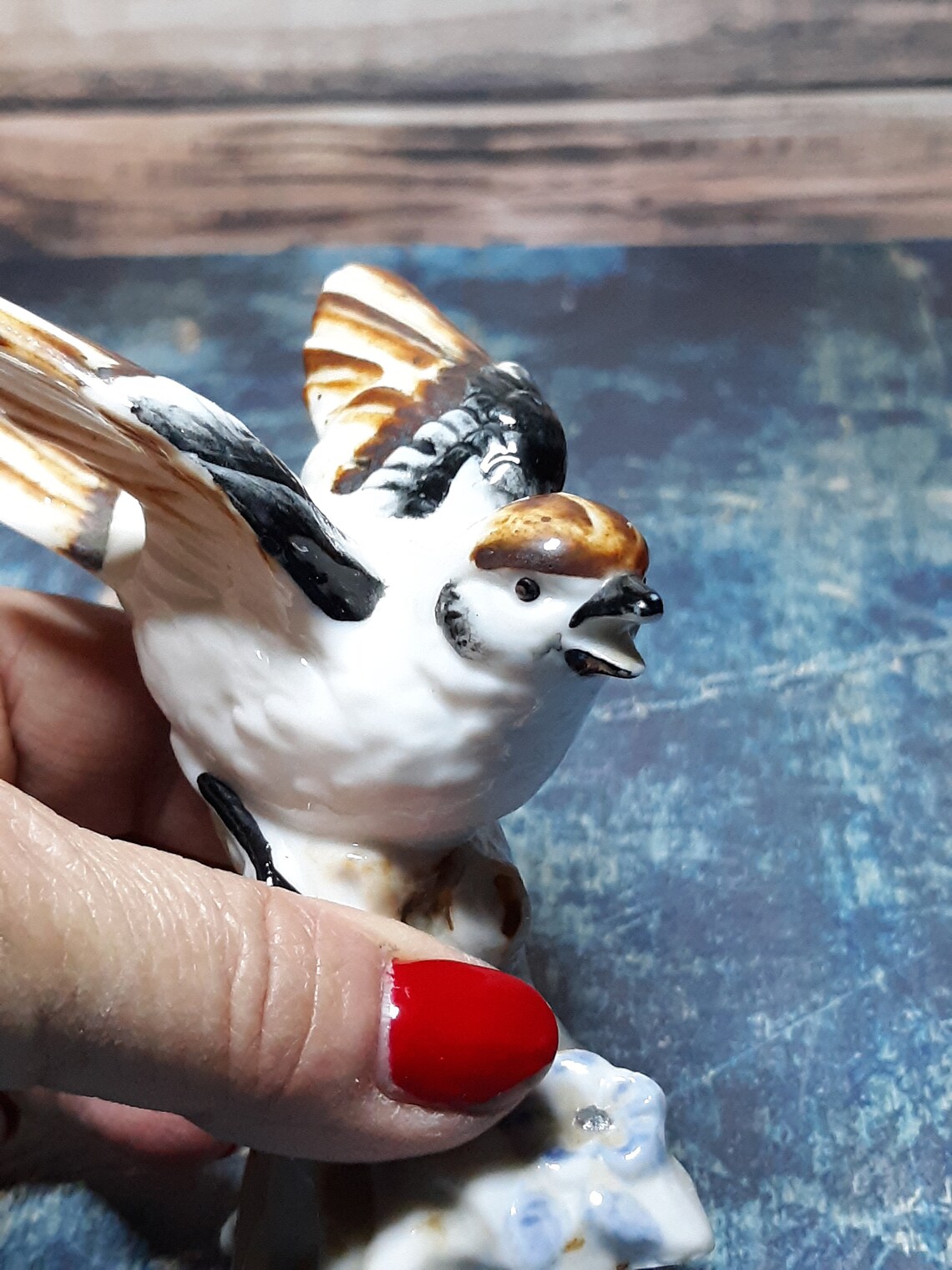Vintage Enesco Japan Porcelain Bird Figurinebrown White Etsy
