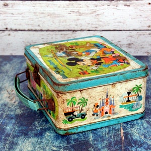 Walt Disney World vintage lunchbox with wonderful rust-mid century graphics-small small world image 6