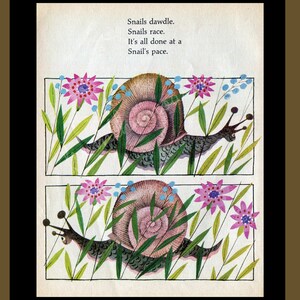 Printable snail image-vintage inspired digital collage-framing-nursery art-scrapbooking-crafts image 3