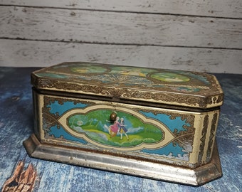 Antique Artstyle Chocolate Box Metal Tin-boston St Louis Usa-art