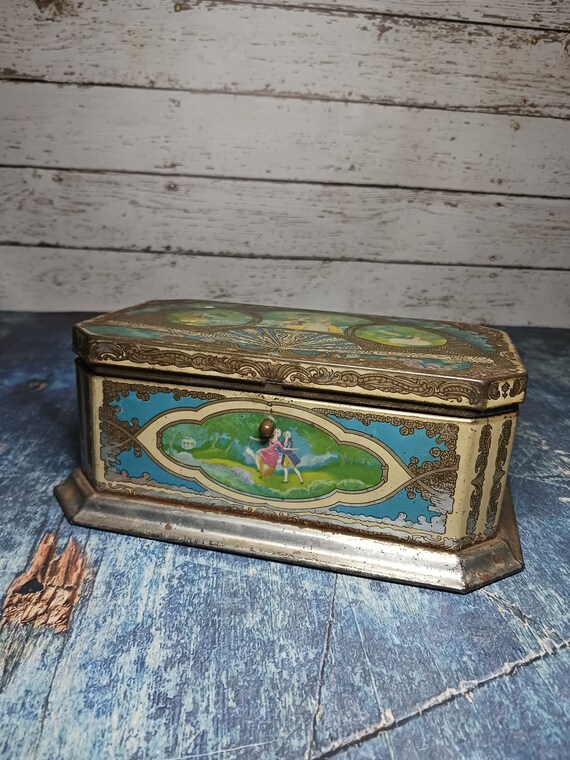 Antique Artstyle Chocolate Box Metal Tin-boston St Louis Usa-art