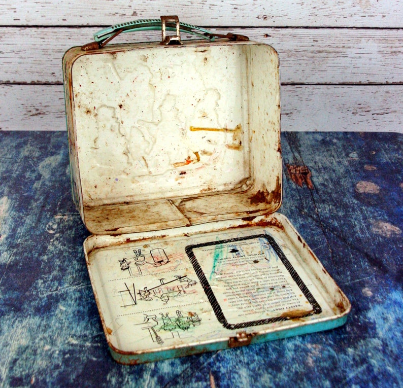 Walt Disney World vintage lunchbox with wonderful rust-mid century graphics-small small world image 10